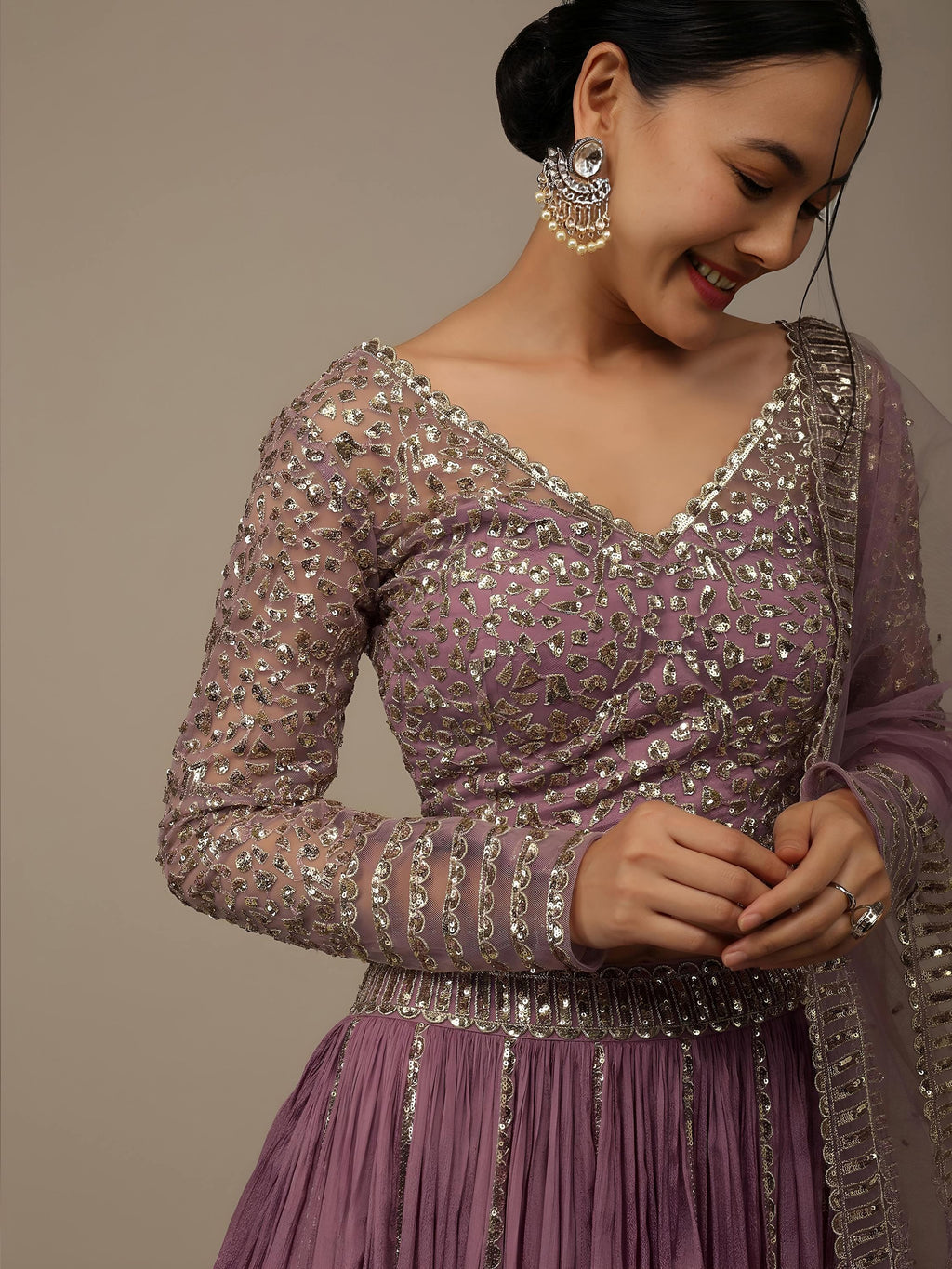 Pink Gorgeous Sequins Georgette Party Wear Lehenga Choli
