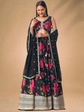 Black Pretty Chinon Floral Printed Lehenga Choli
