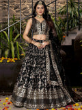 Black Delicate Silk Zari Embroidered Lehenga Choli With Dupatta