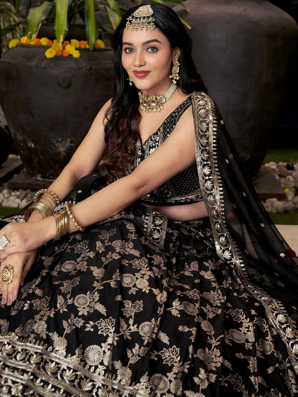 Black Delicate Silk Zari Embroidered Lehenga Choli With Dupatta