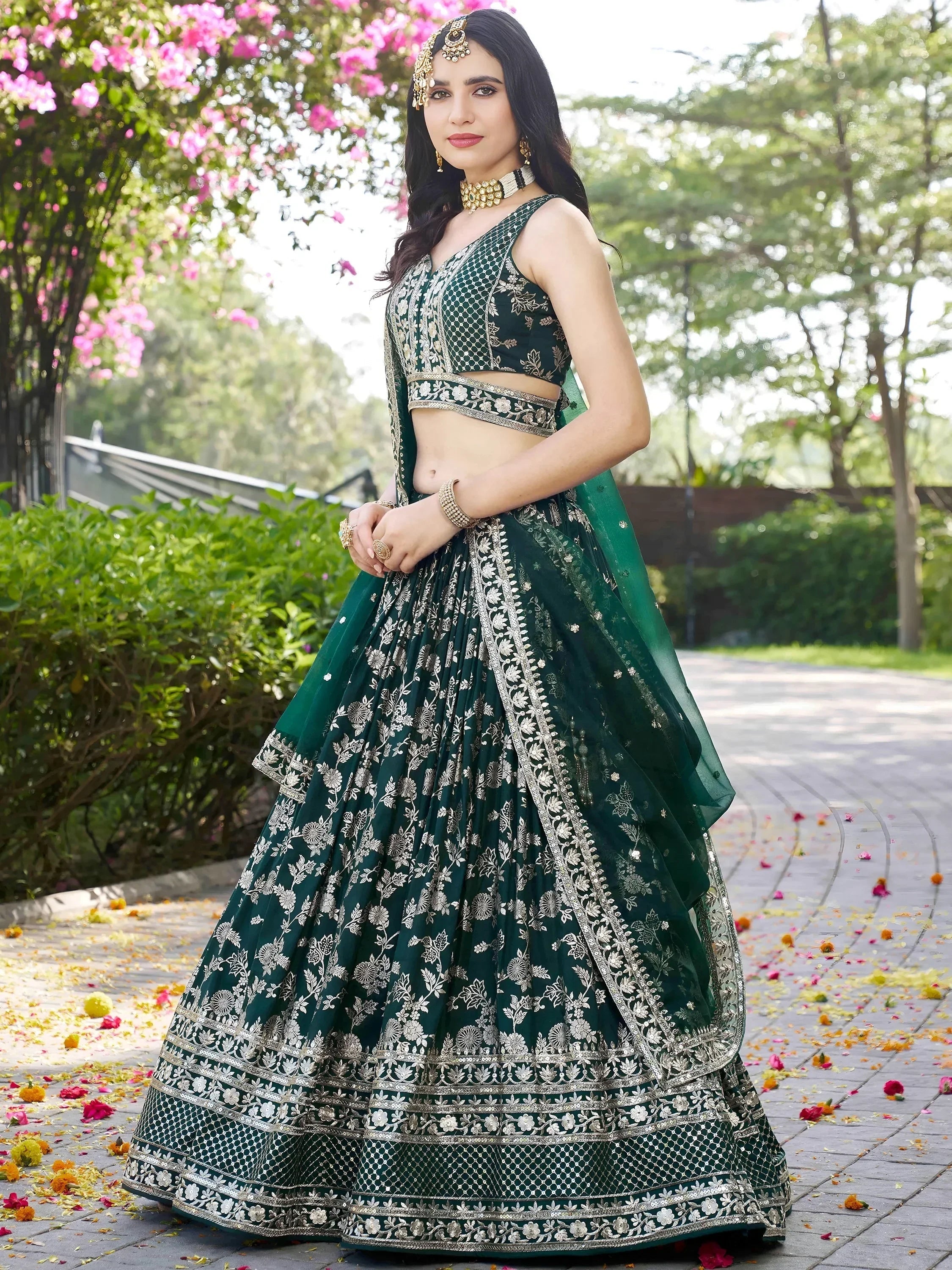 Green Delicate Silk Zari Embroidered Lehenga Choli With Dupatta