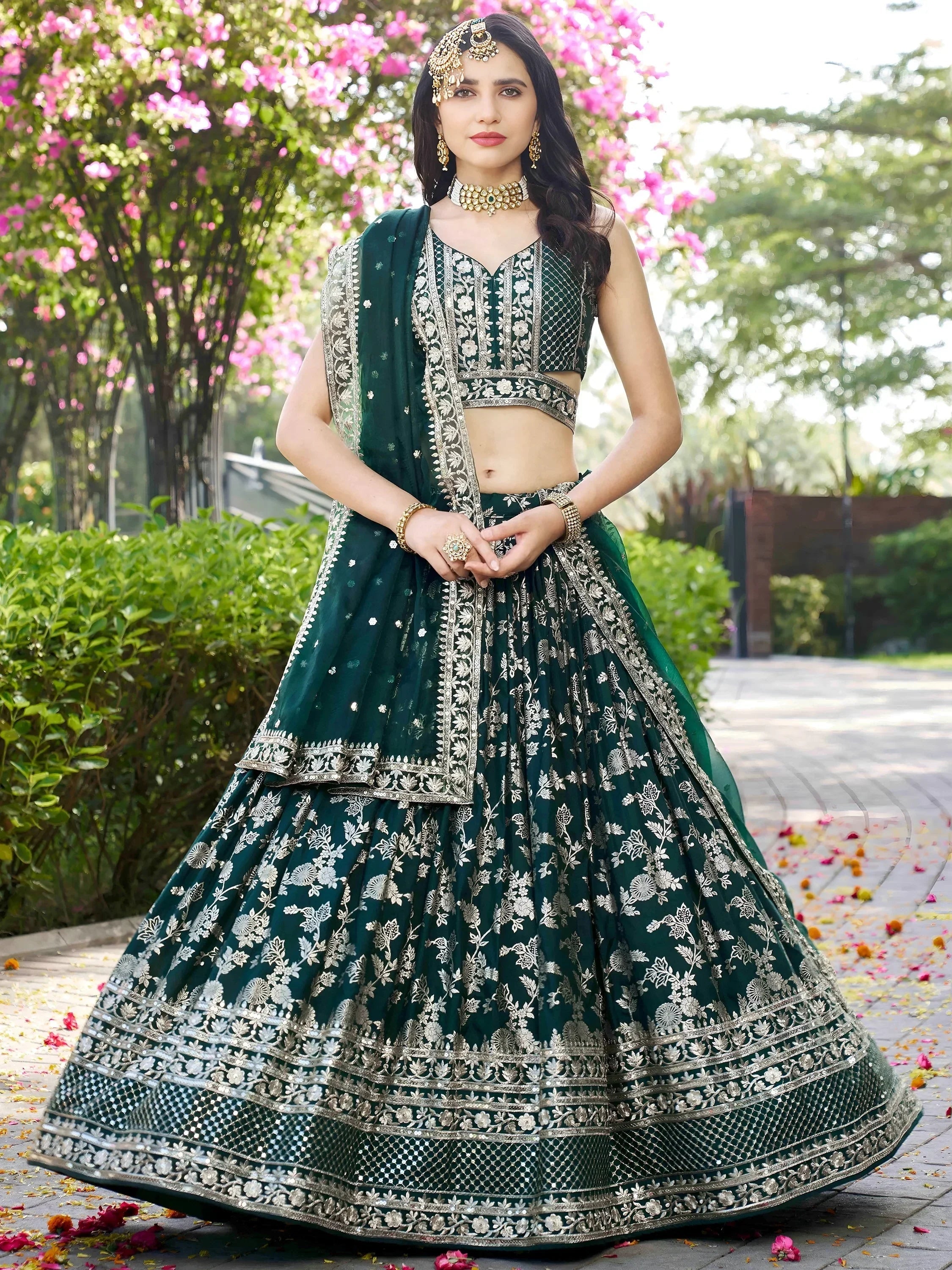 Green Delicate Silk Zari Embroidered Lehenga Choli With Dupatta
