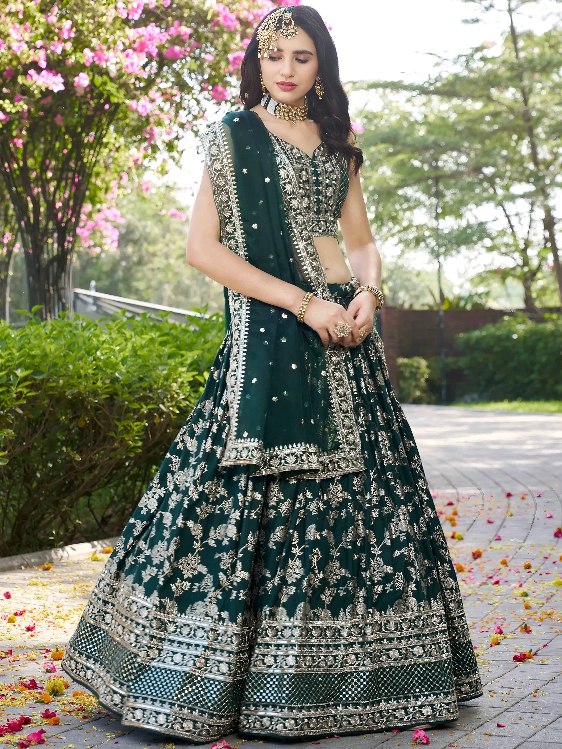 Green Delicate Silk Zari Embroidered Lehenga Choli With Dupatta