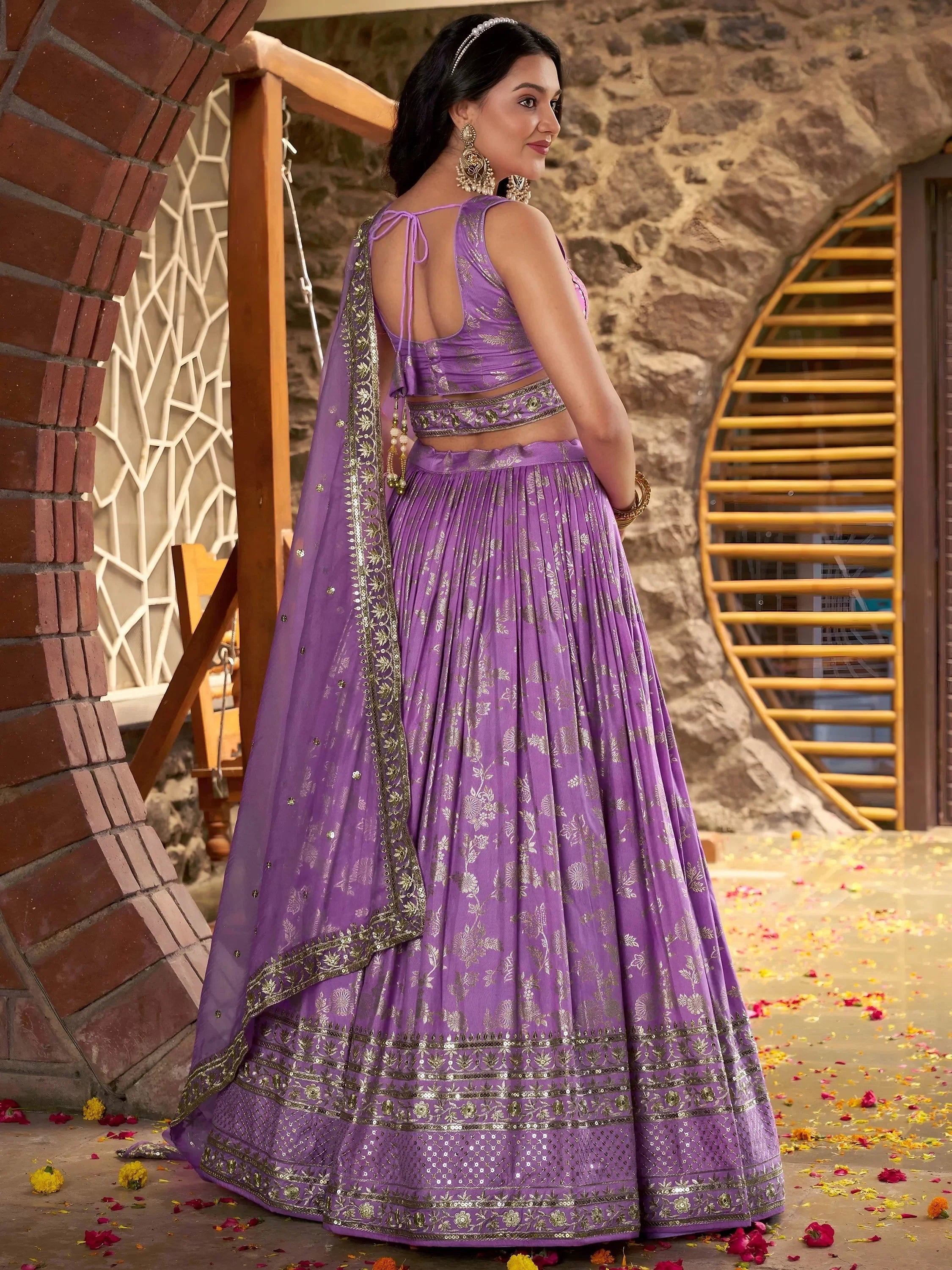 Lavender Delicate Silk Zari Embroidered Lehenga Choli With Dupatta