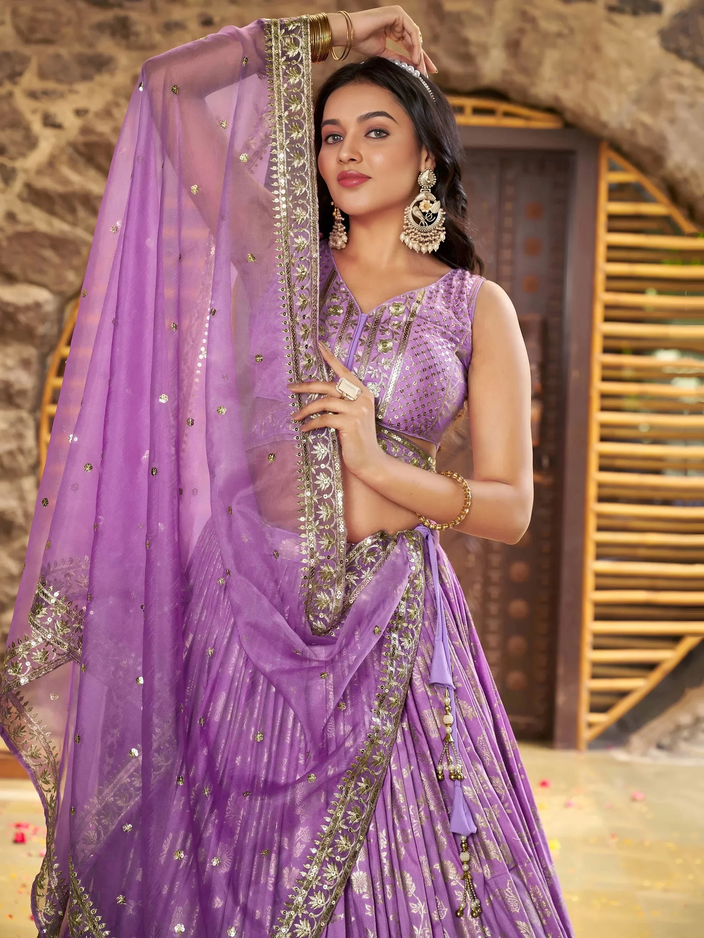 Lavender Delicate Silk Zari Embroidered Lehenga Choli With Dupatta