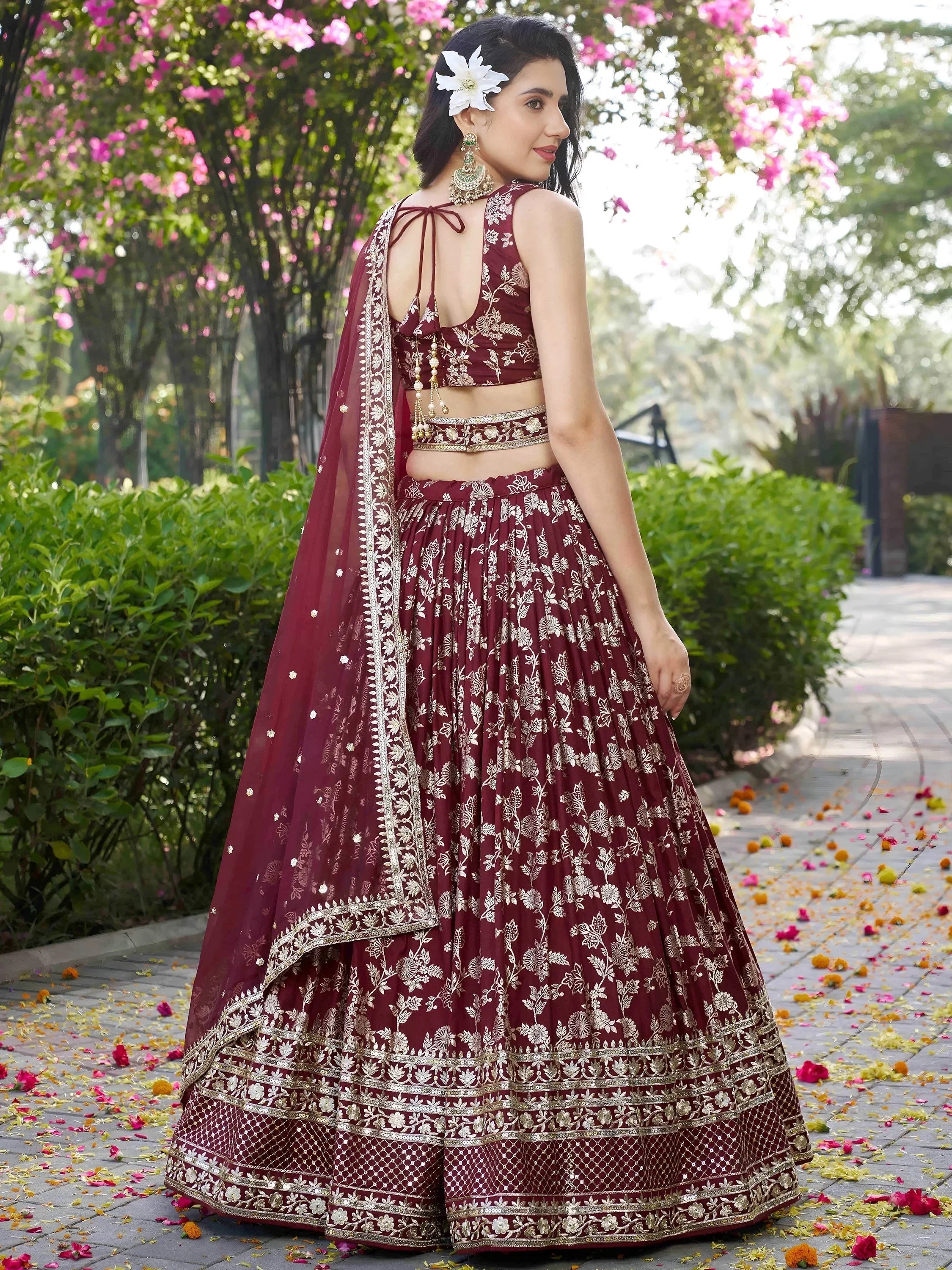 Maroon Delicate Silk Zari Embroidered Lehenga Choli With Dupatta