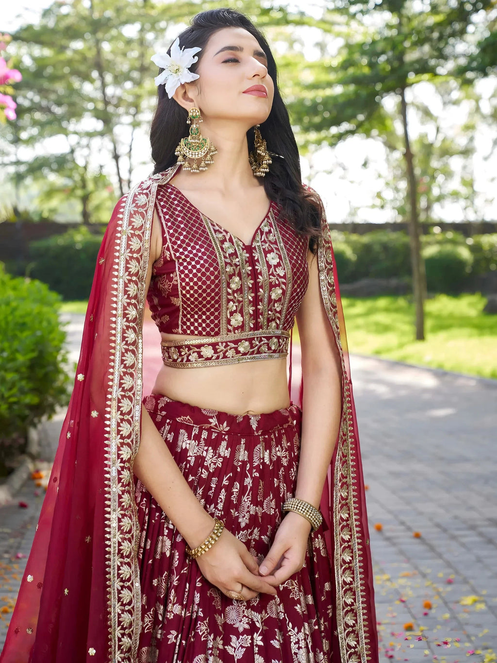 Maroon Delicate Silk Zari Embroidered Lehenga Choli With Dupatta