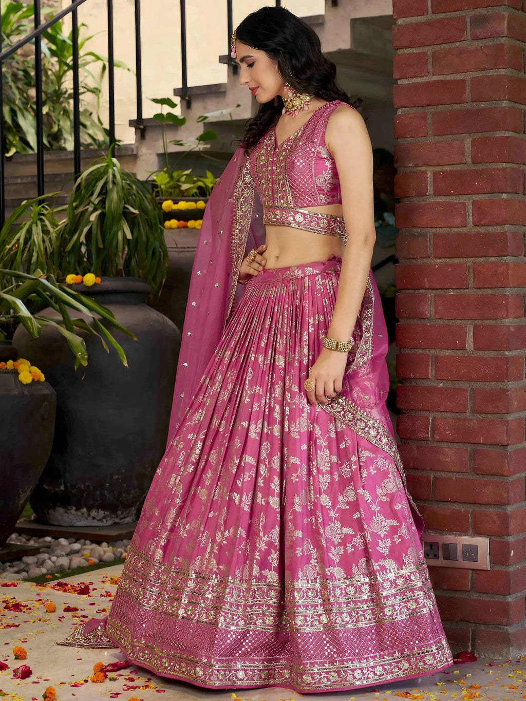 Pink Delicate Silk Zari Embroidered Lehenga Choli With Dupatta