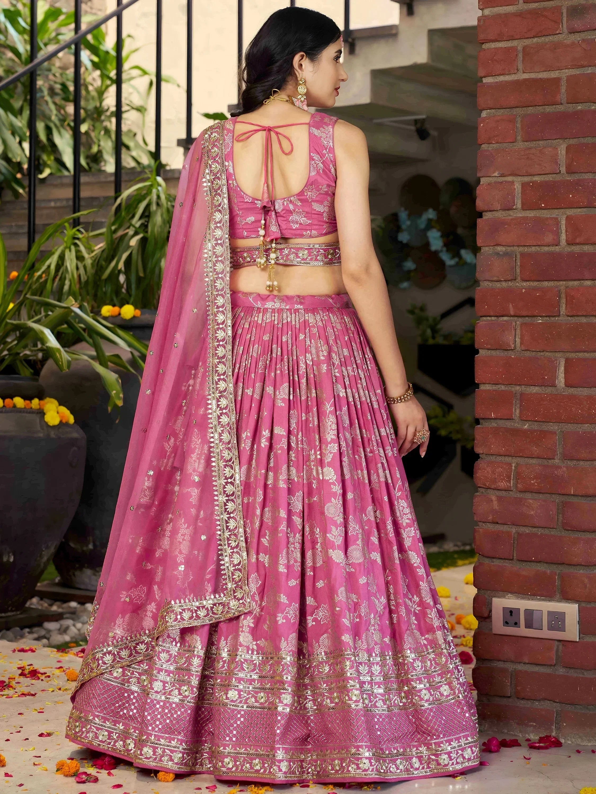 Pink Delicate Silk Zari Embroidered Lehenga Choli With Dupatta
