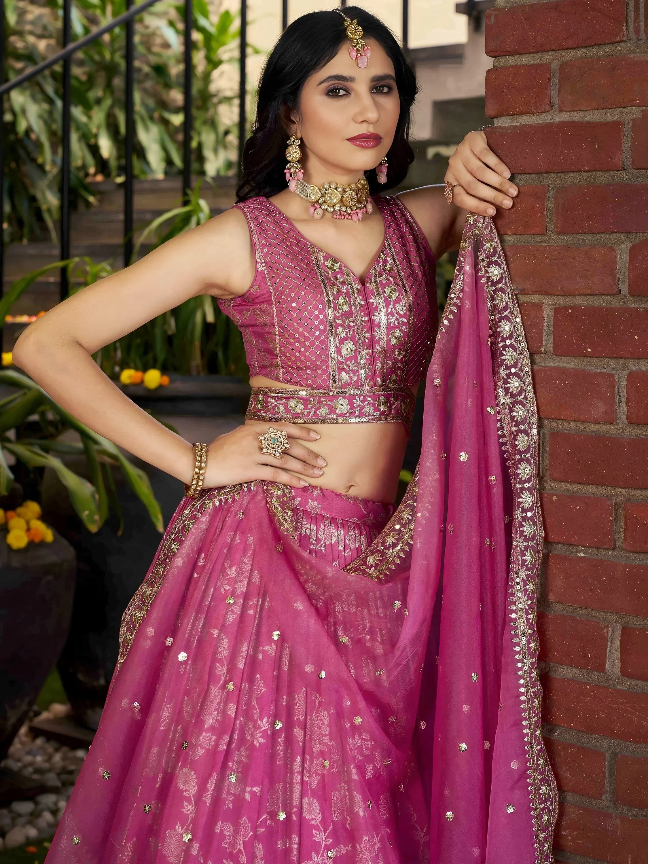 Pink Delicate Silk Zari Embroidered Lehenga Choli With Dupatta