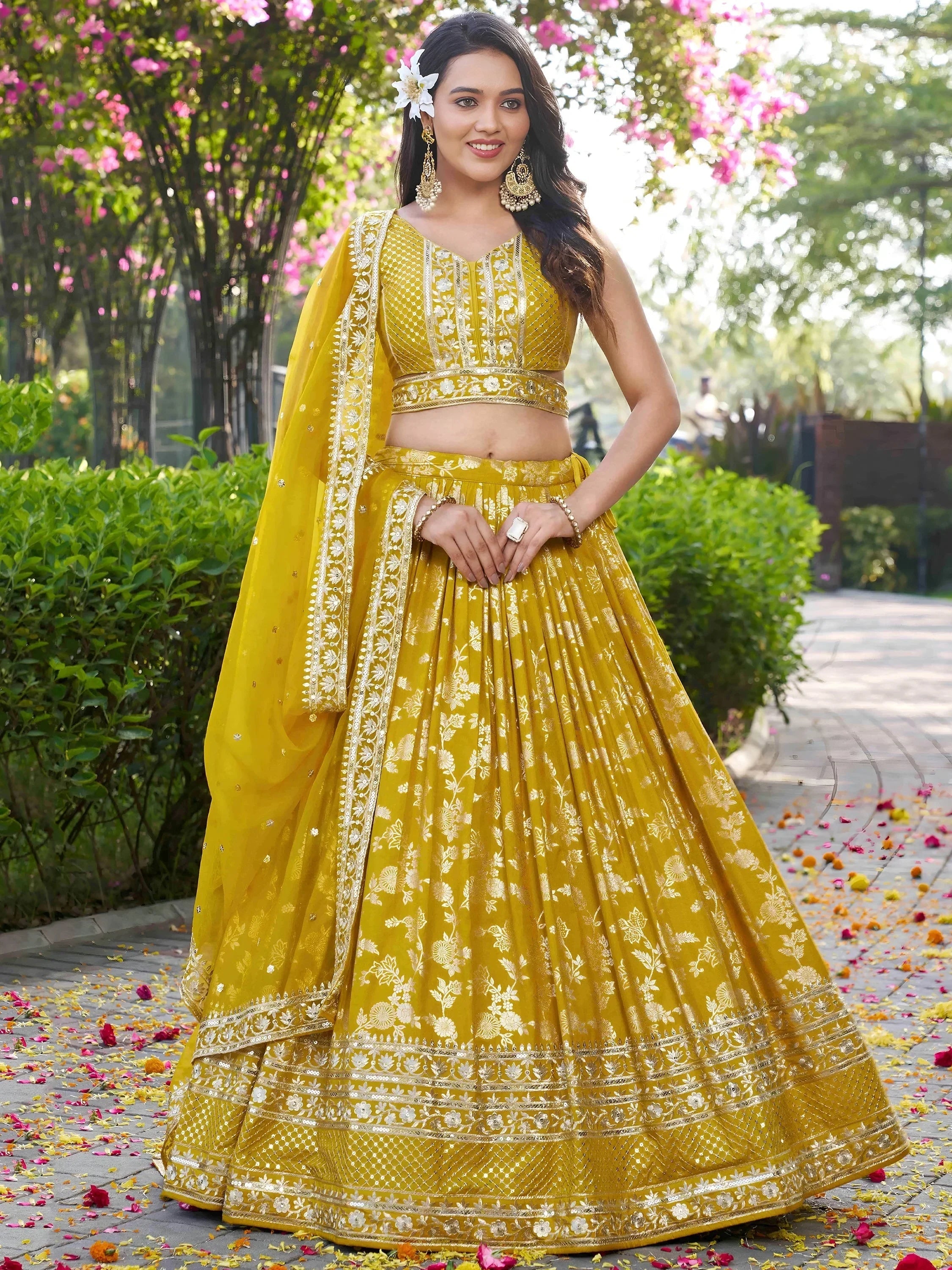 Yellow Delicate Silk Zari Embroidered Lehenga Choli With Dupatta