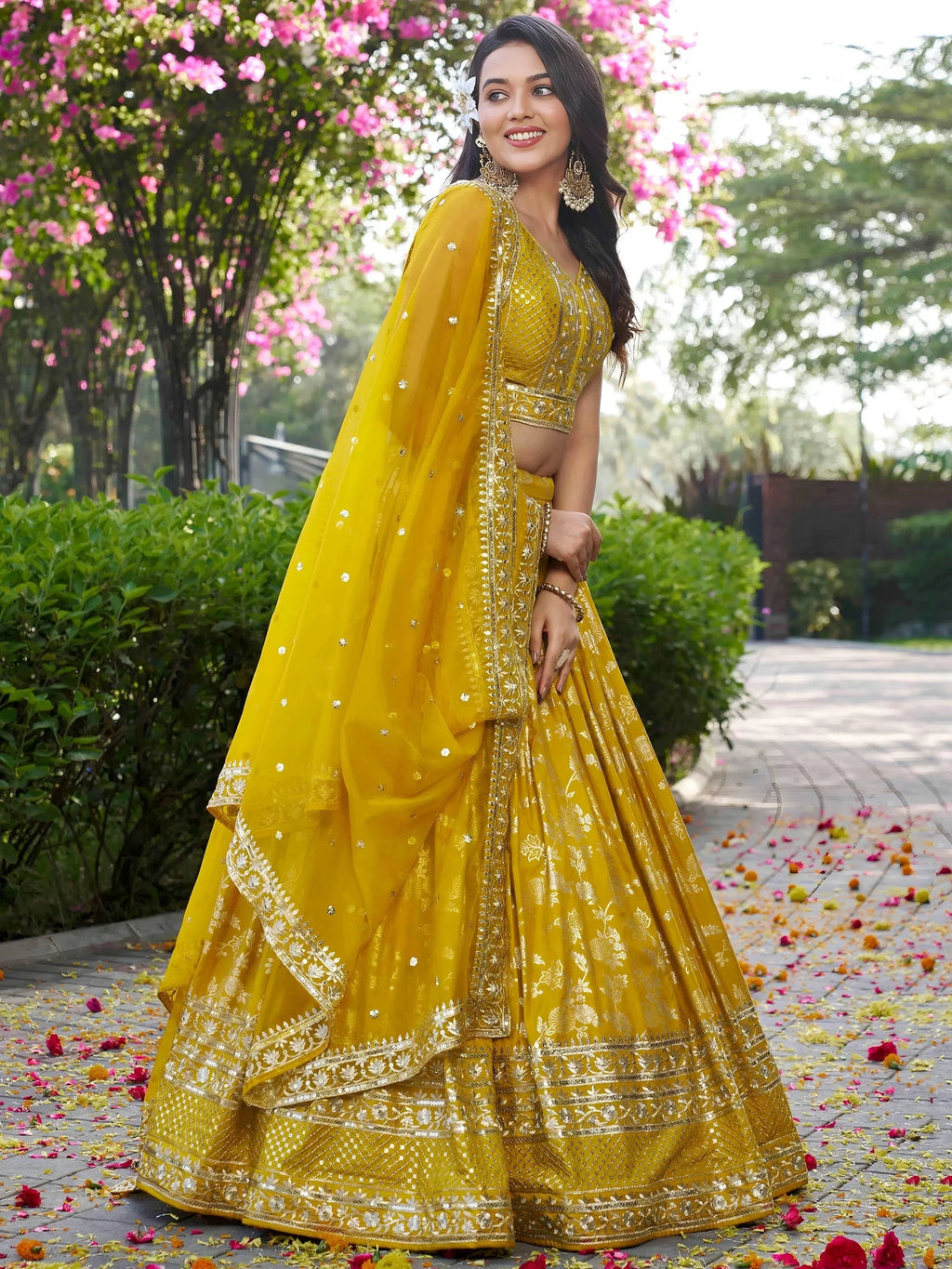 Yellow Delicate Silk Zari Embroidered Lehenga Choli With Dupatta