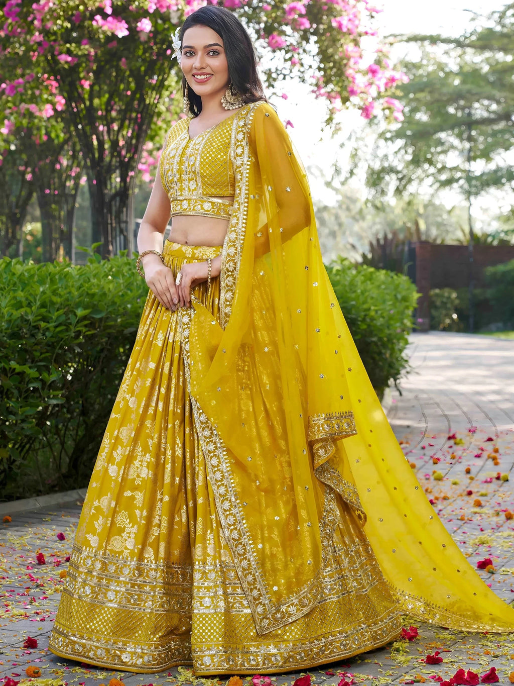 Yellow Delicate Silk Zari Embroidered Lehenga Choli With Dupatta