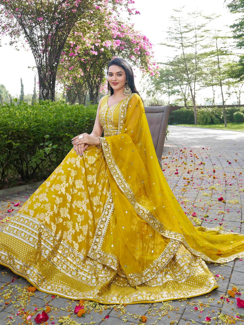 Yellow Delicate Silk Zari Embroidered Lehenga Choli With Dupatta
