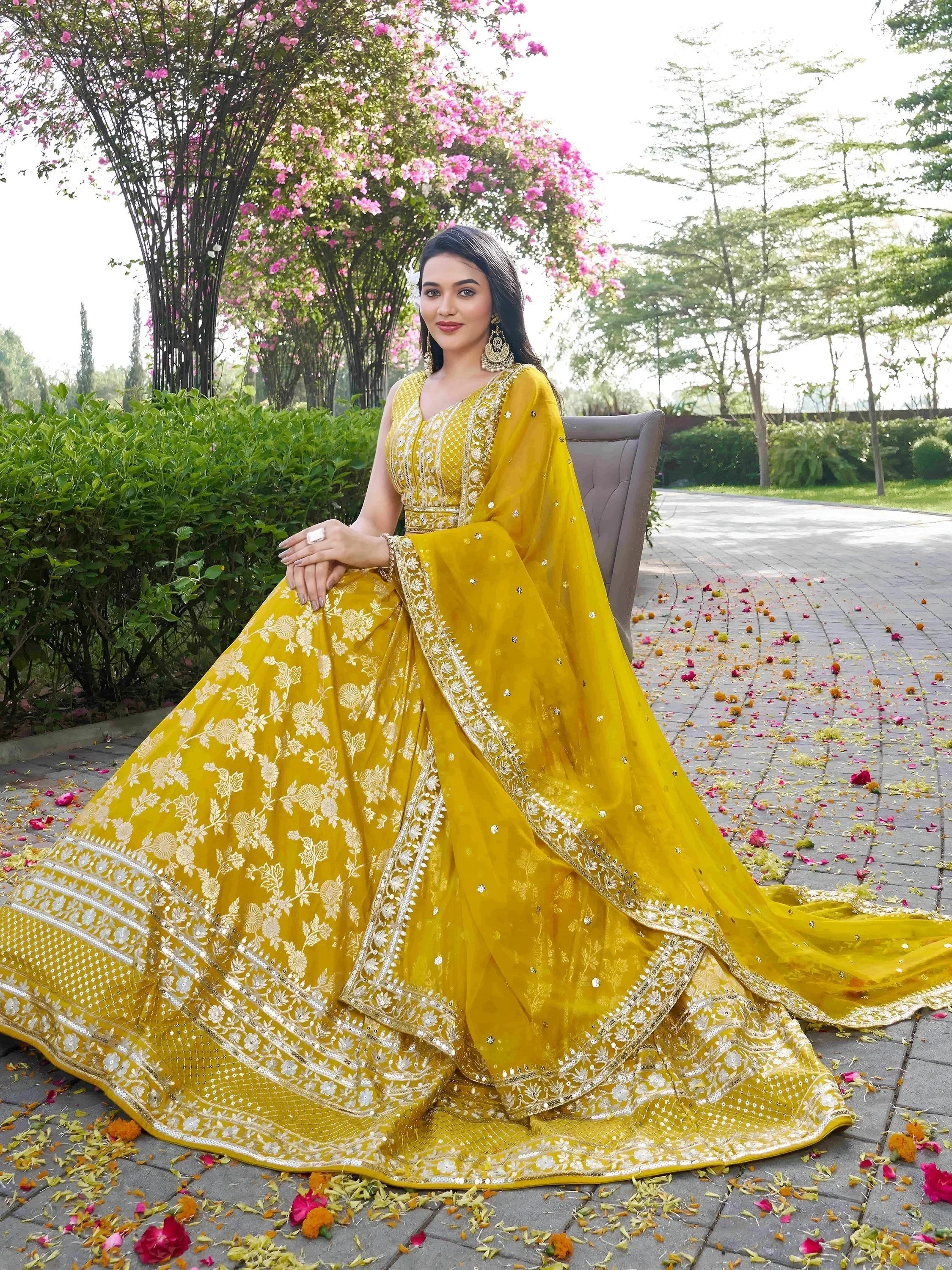 Yellow Delicate Silk Zari Embroidered Lehenga Choli With Dupatta