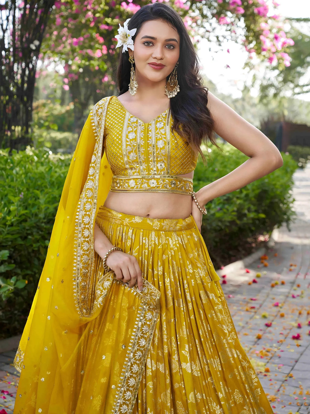 Yellow Delicate Silk Zari Embroidered Lehenga Choli With Dupatta
