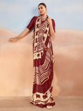 Maroon Enchanting Printed Satin Festive Wear Saree With Blouse