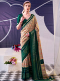 Green Fabulous Foil Work Silk Mehendi Wear Saree With Blouse