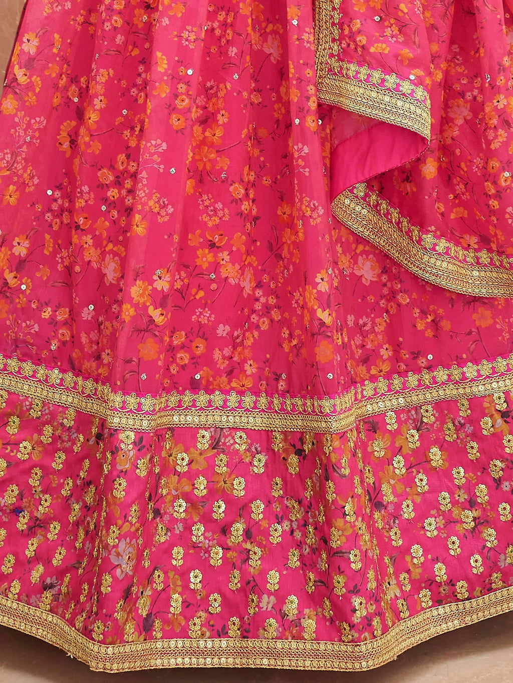 Marvelous Pink Embroidered Organza Wedding Wear Plus Size Lehenga Choli