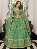 Artistic Green Embroidered Organza Function Wear Plus Size Lehenga Choli