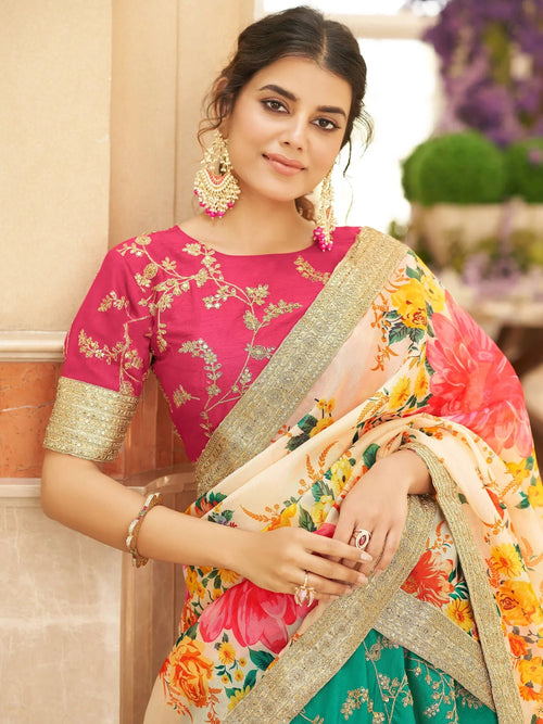 Green Enthralling Sequins Work Art Silk Sangeet Wear Lehenga Choli