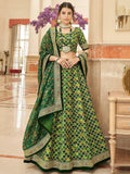 Amazing Green Embroidered Silk Festival Wear Plus Size Lehenga Choli