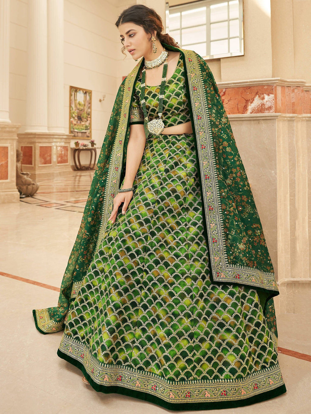 Marvelous Green Embroidered Art Silk Engagement Wear Lehenga Choli