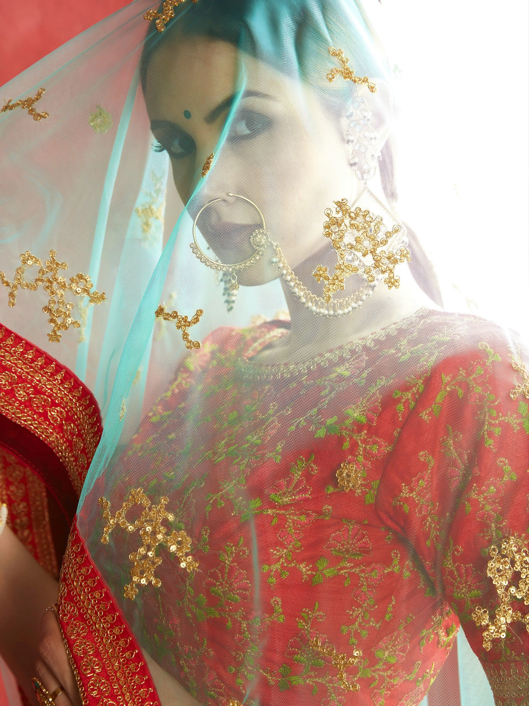 Rose Floral Print Banglori Silk Bridal Lehenga With Choli And Dupatta