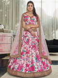 Light Pink Ravishing Light Floral Printed Art Silk Lehenga Choli