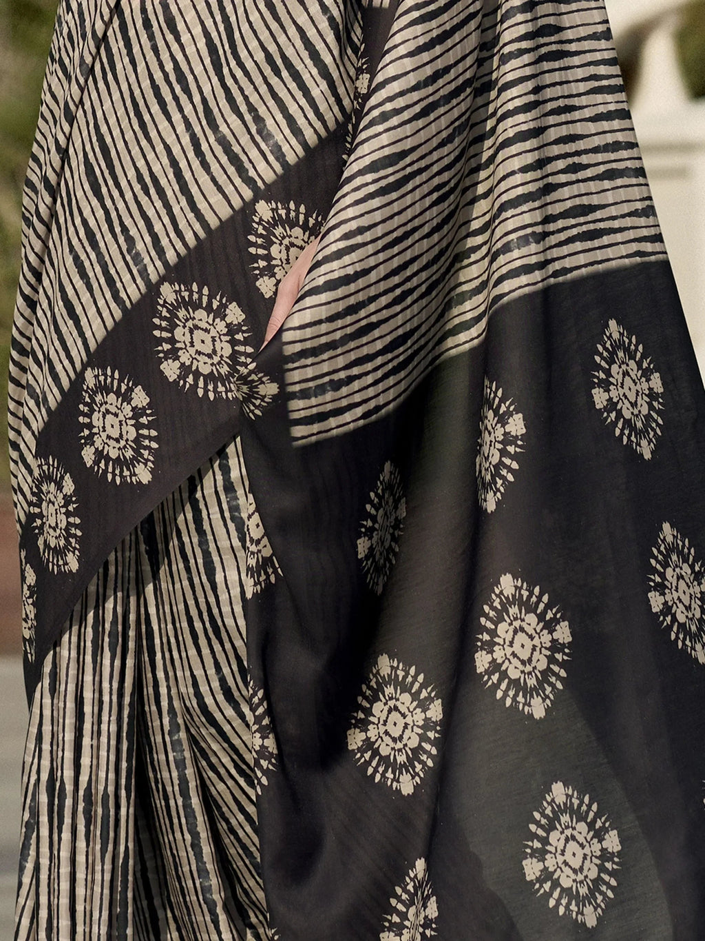 Exquisite Black Printed Mal Mal Silk Function Wear Saree With Blouse