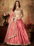 Pink Floral Digital Printed Organza Wedding Wear Lehenga Choli