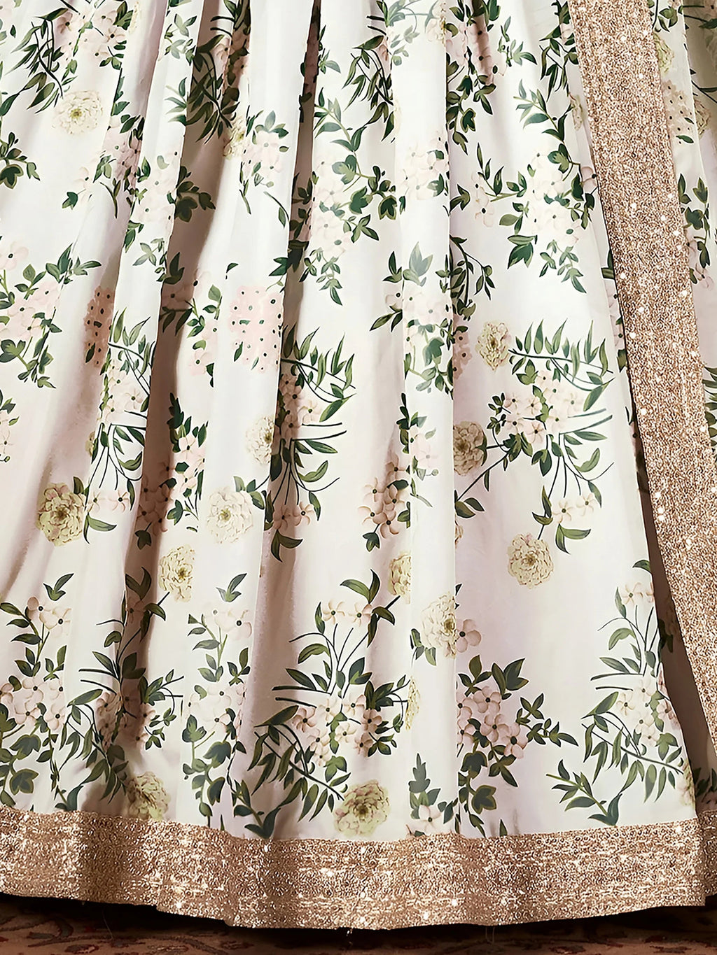 White Floral Digital Printed Organza Wedding Wear Lehenga Choli