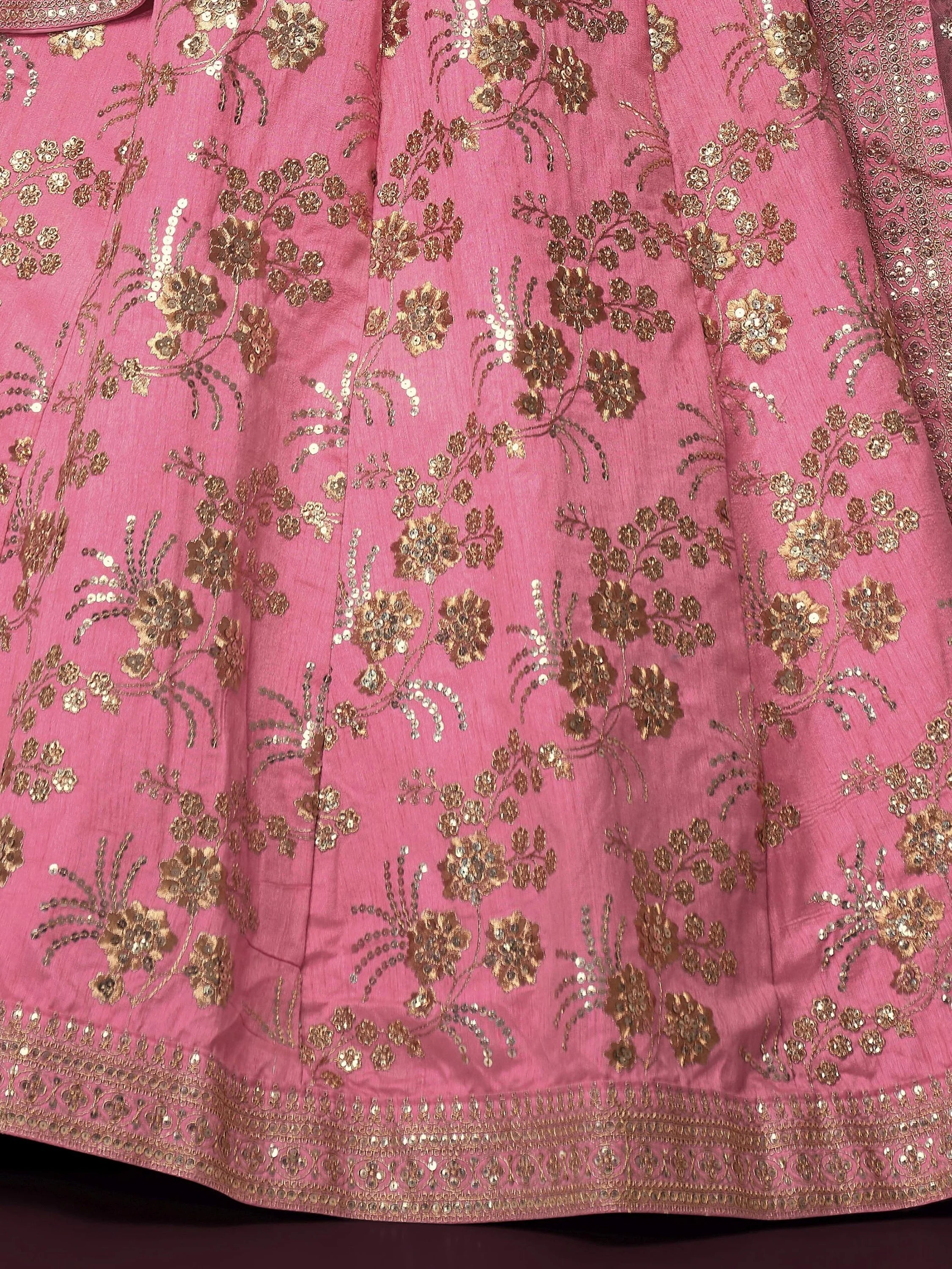 Charming Pink Sequins Silk Festival Wear Plus Size Lehenga Choli