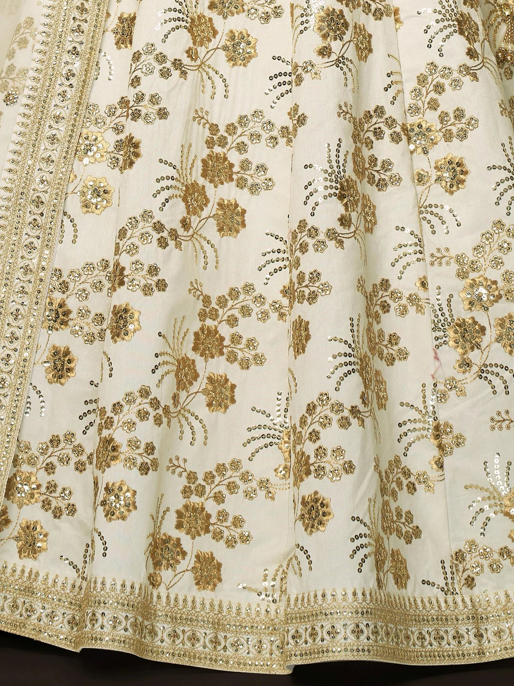 Cream Alluring Zari Work Engagement Wear Slub Silk Lehenga Choli