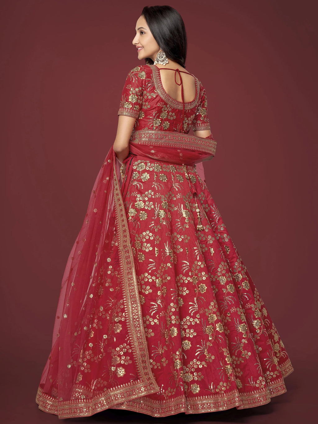 Maroon Bewitching Zari Work Slub Silk Wedding Wear Lehenga Choli
