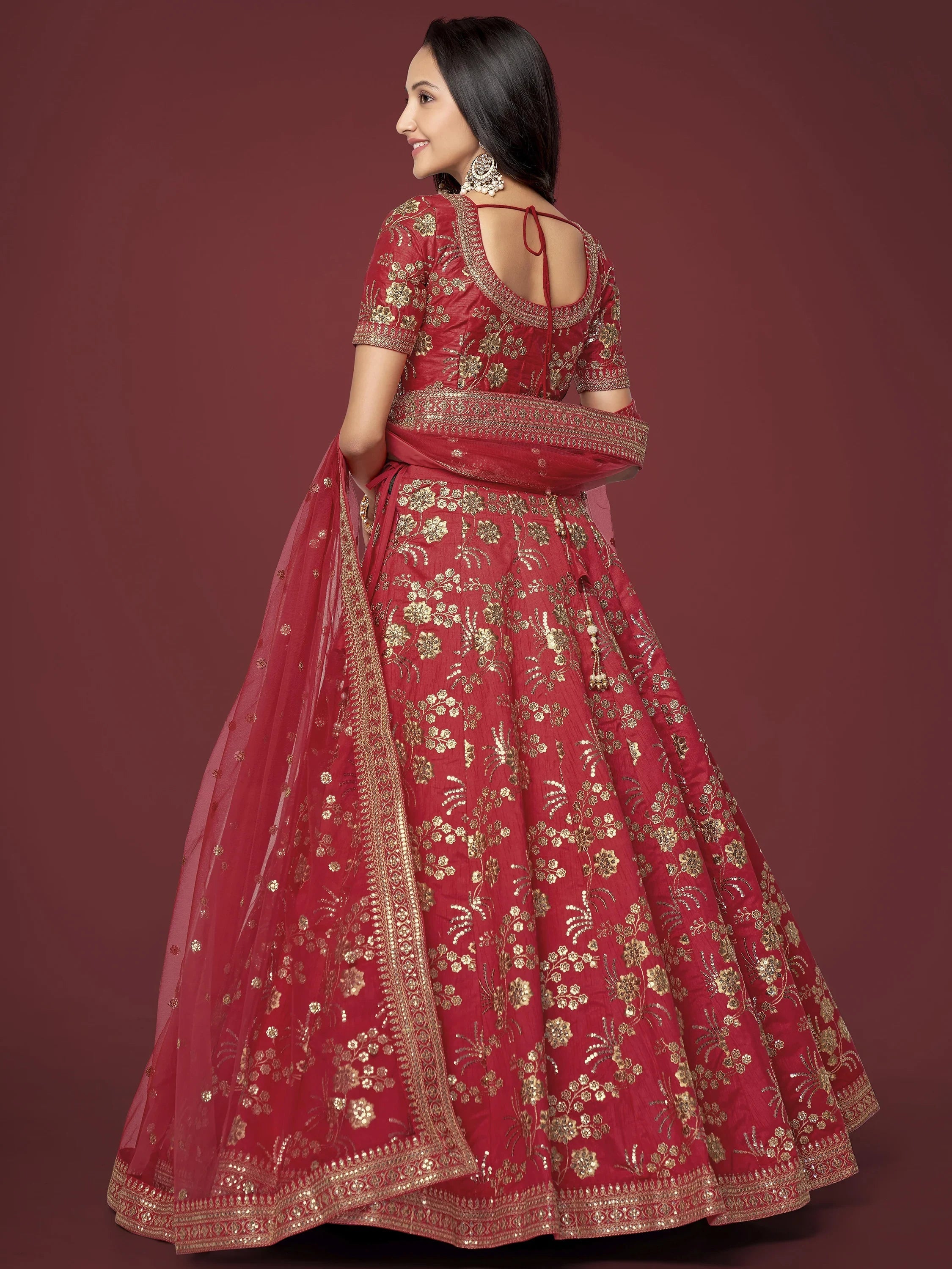 Maroon Bewitching Zari Work Slub Silk Wedding Wear Lehenga Choli