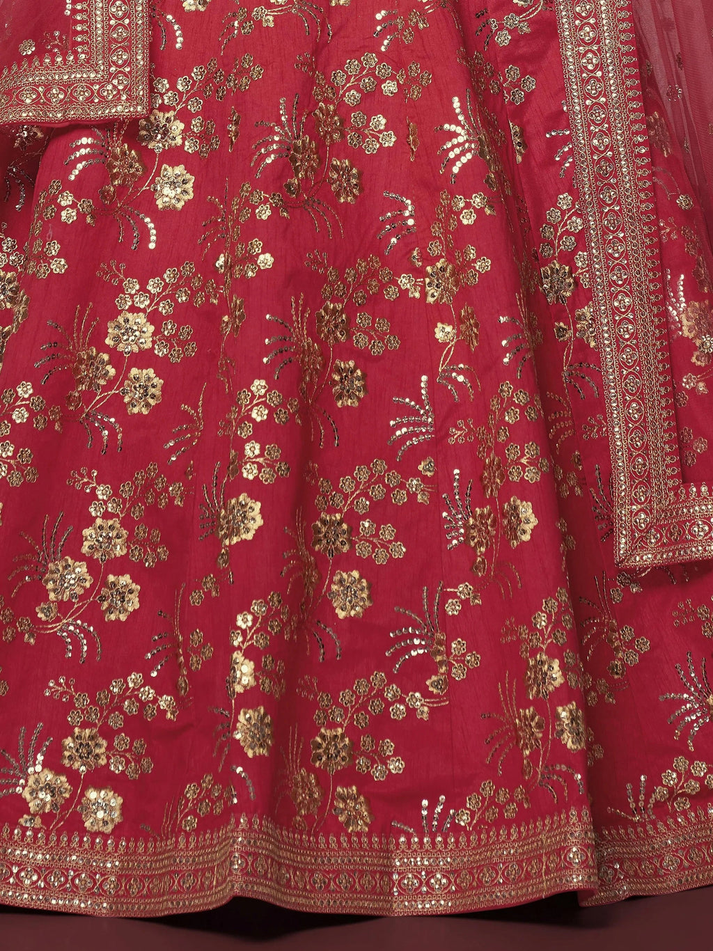 Maroon Bewitching Zari Work Slub Silk Wedding Wear Lehenga Choli