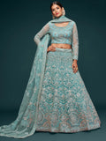 Aqua Attractive Embroidered Soft Net Occasion Wear Lehenga Choli
