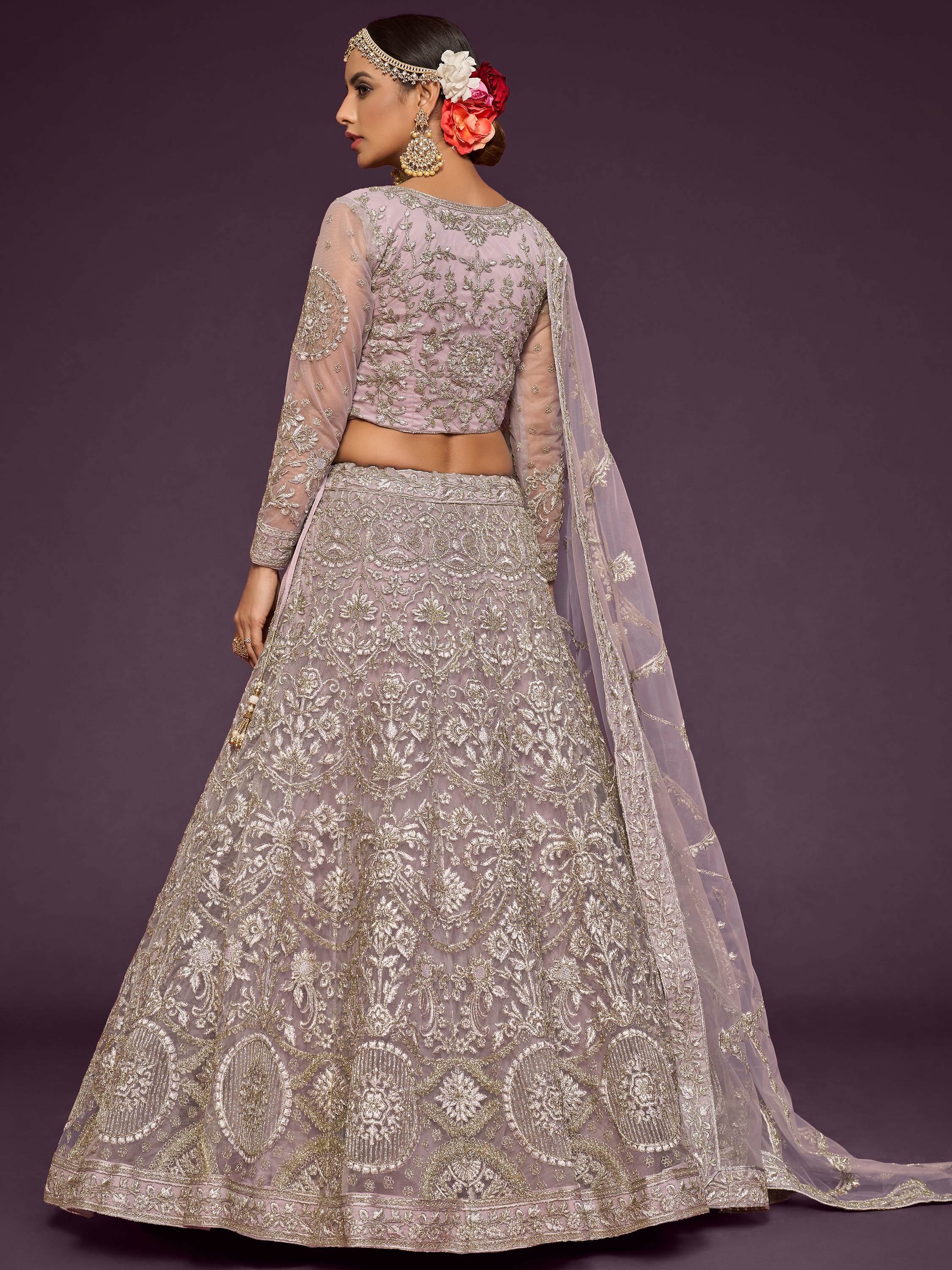 Gorgeous Beige Embroidered Soft Net Occasion Wear Lehenga Choli