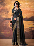 Black Aesthetic Zari Border Georgette Evening Wear Saree With Blouse