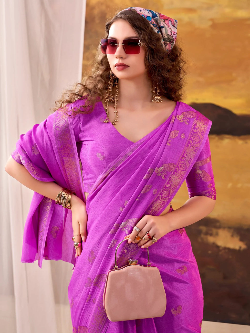 Pink Bewitching Zari Weaving Crepe Festive Wear Saree With Blouse