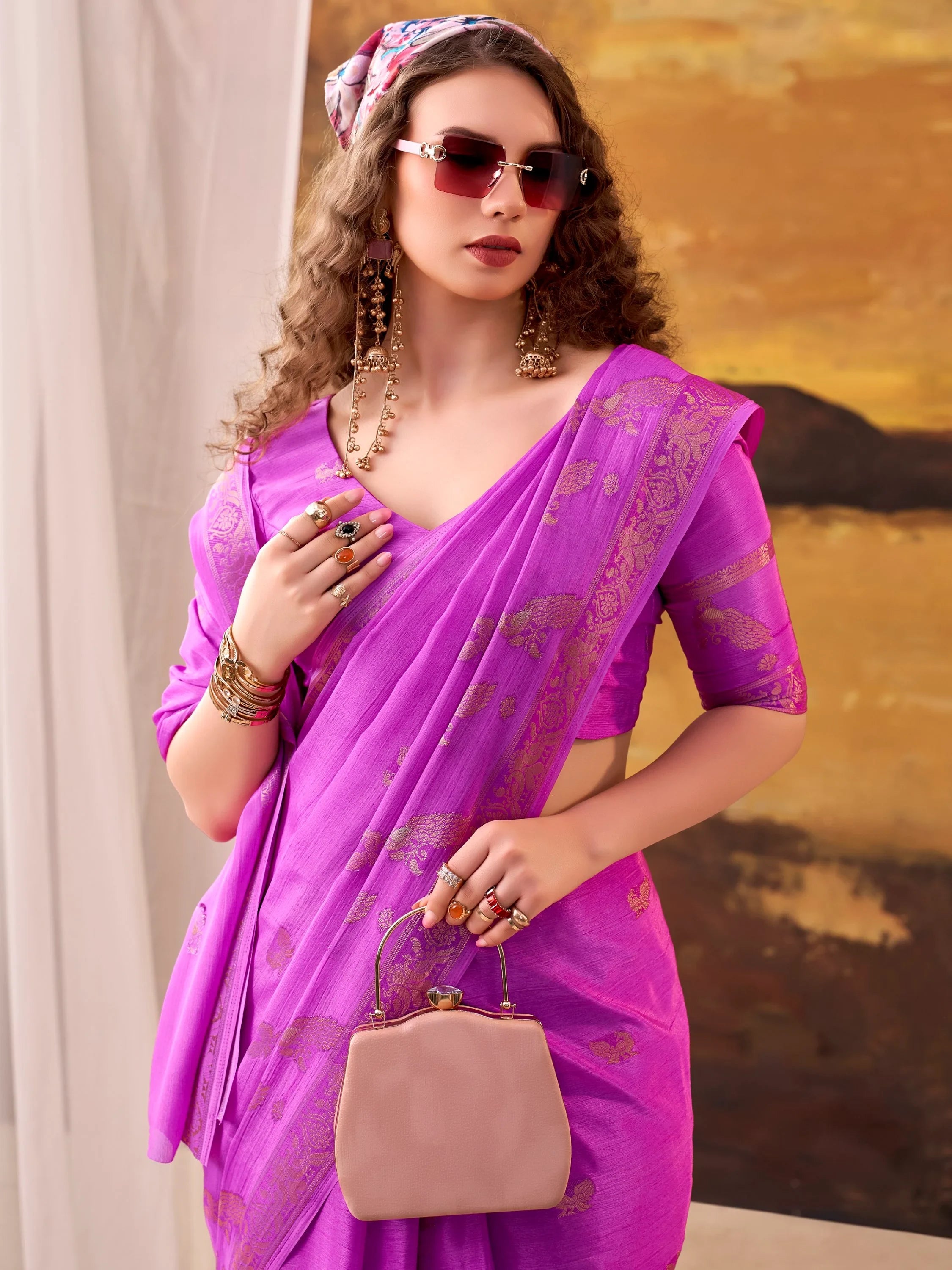 Pink Bewitching Zari Weaving Crepe Festive Wear Saree With Blouse