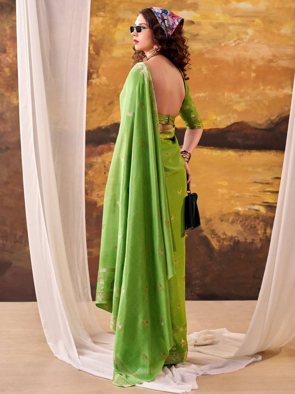 Green Bewitching Zari Weaving Crepe Festive Wear Saree With Blouse