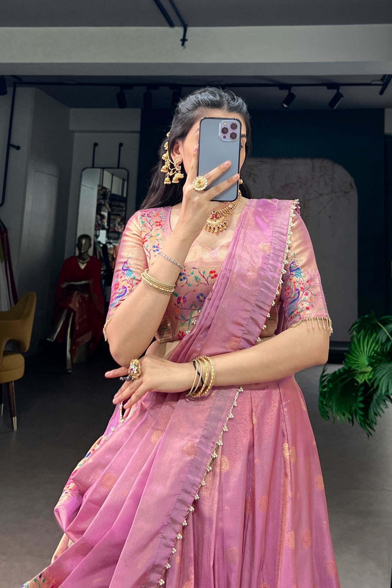 Light Purple Shimmer Silk Designer Lehenga Set for festive celebrations and wedding occasions