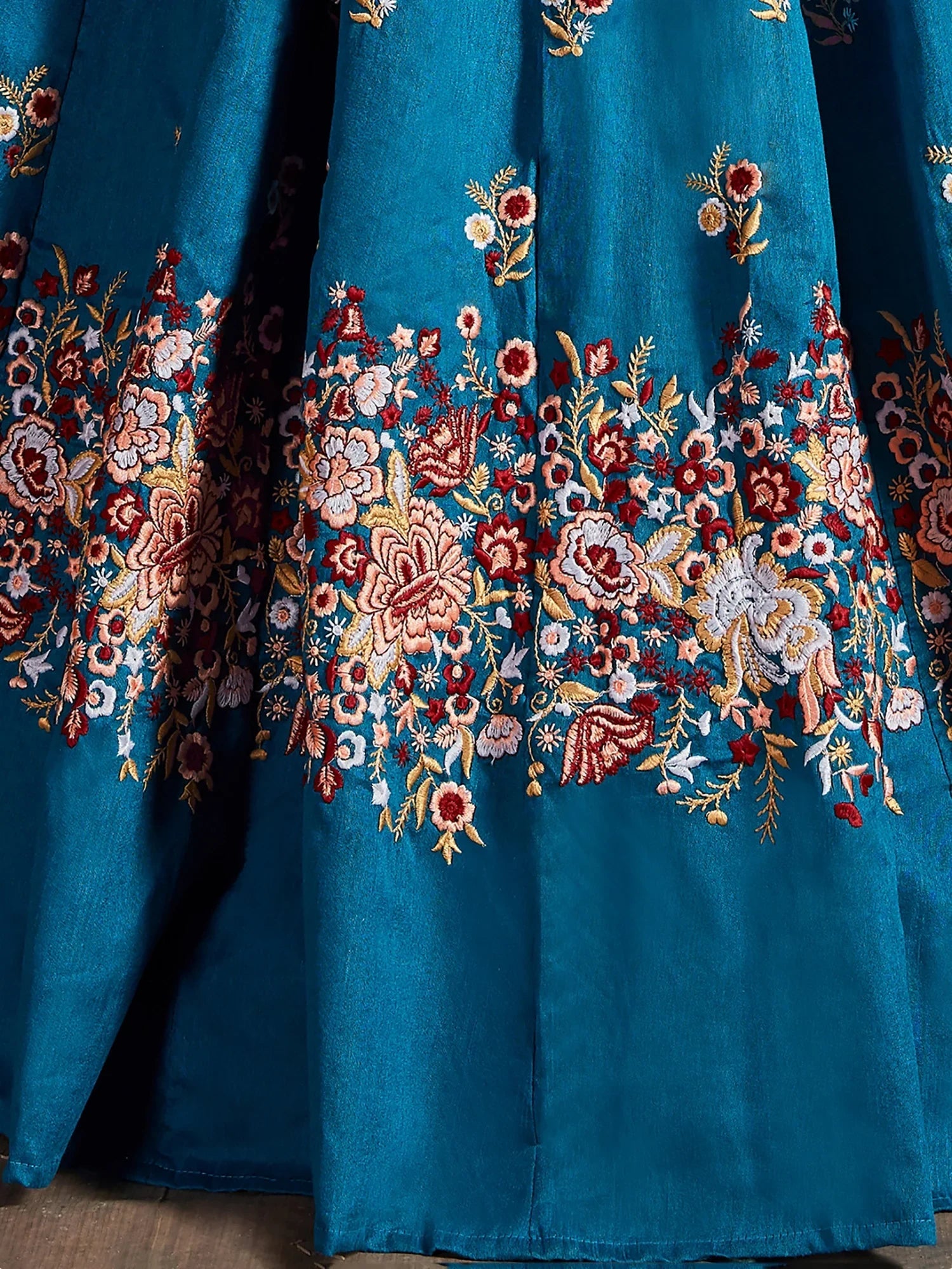 Glamorous Blue Embroidered Silk Festival Wear Plus Size Lehenga Choli