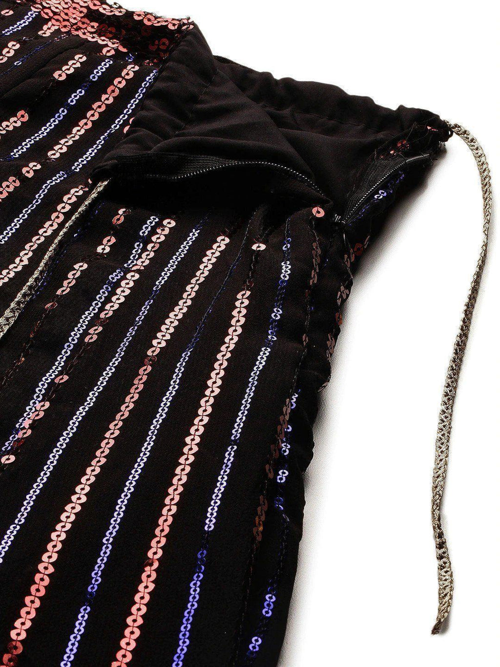 Black Embellished Sequinned Semi-Stitched Myntra Lehenga & Unstitched Blouse With Dupatta