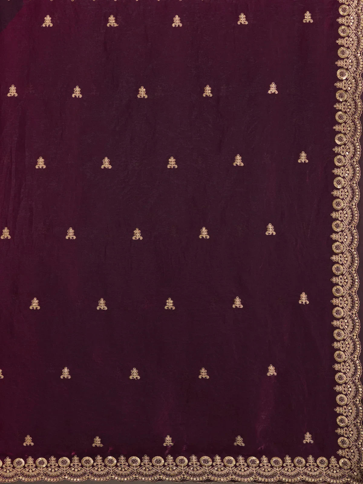 Wine Elegant Embroidered Tissue Silk Party Wear Saree With Blouse
