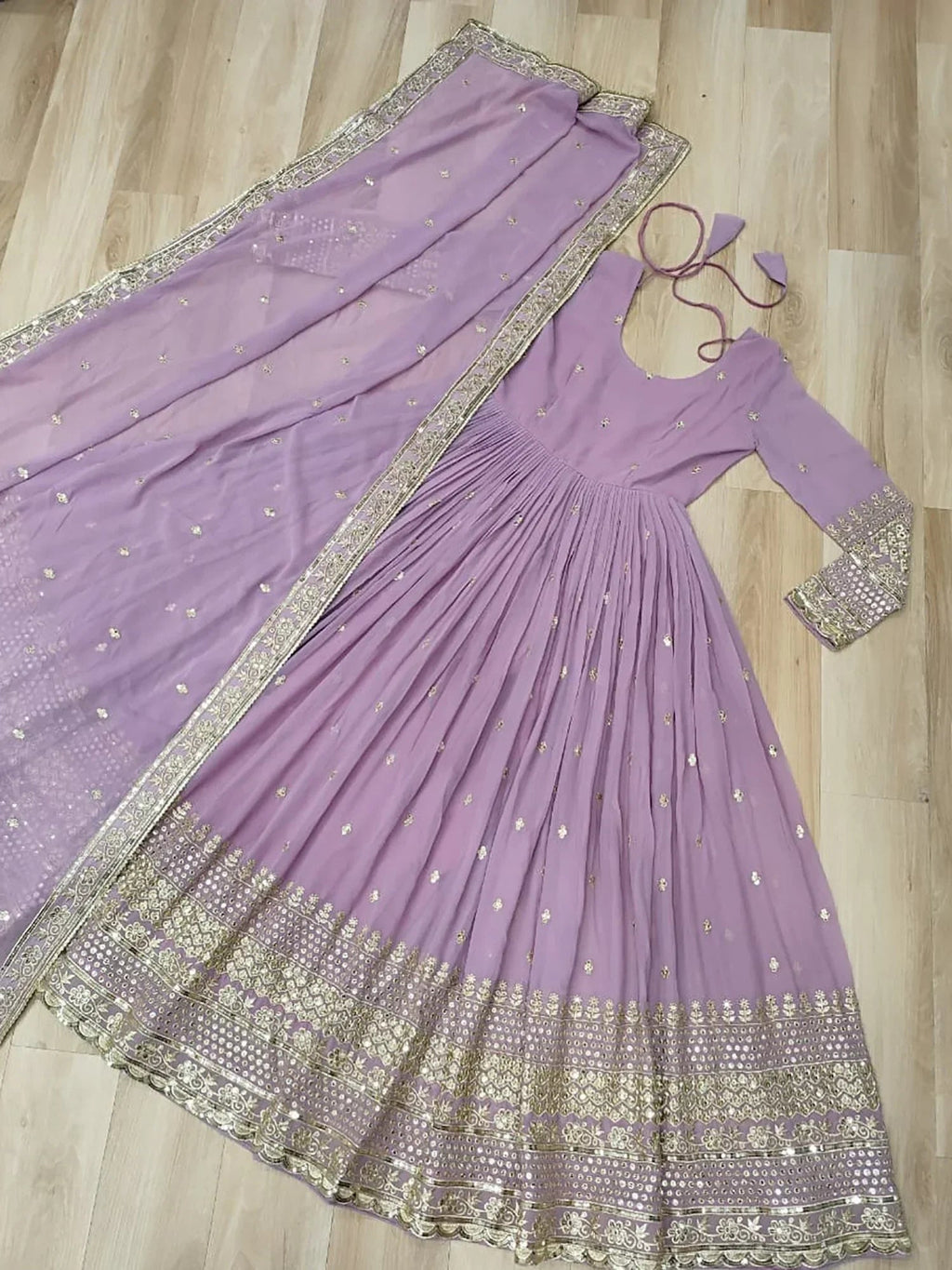 Pink Beautiful Georgette Embroidered Wedding Wear Gown With Dupatta