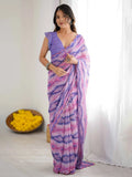 Purple Gorgeous Digital Printed Georgette Party Wear Saree With Blouse