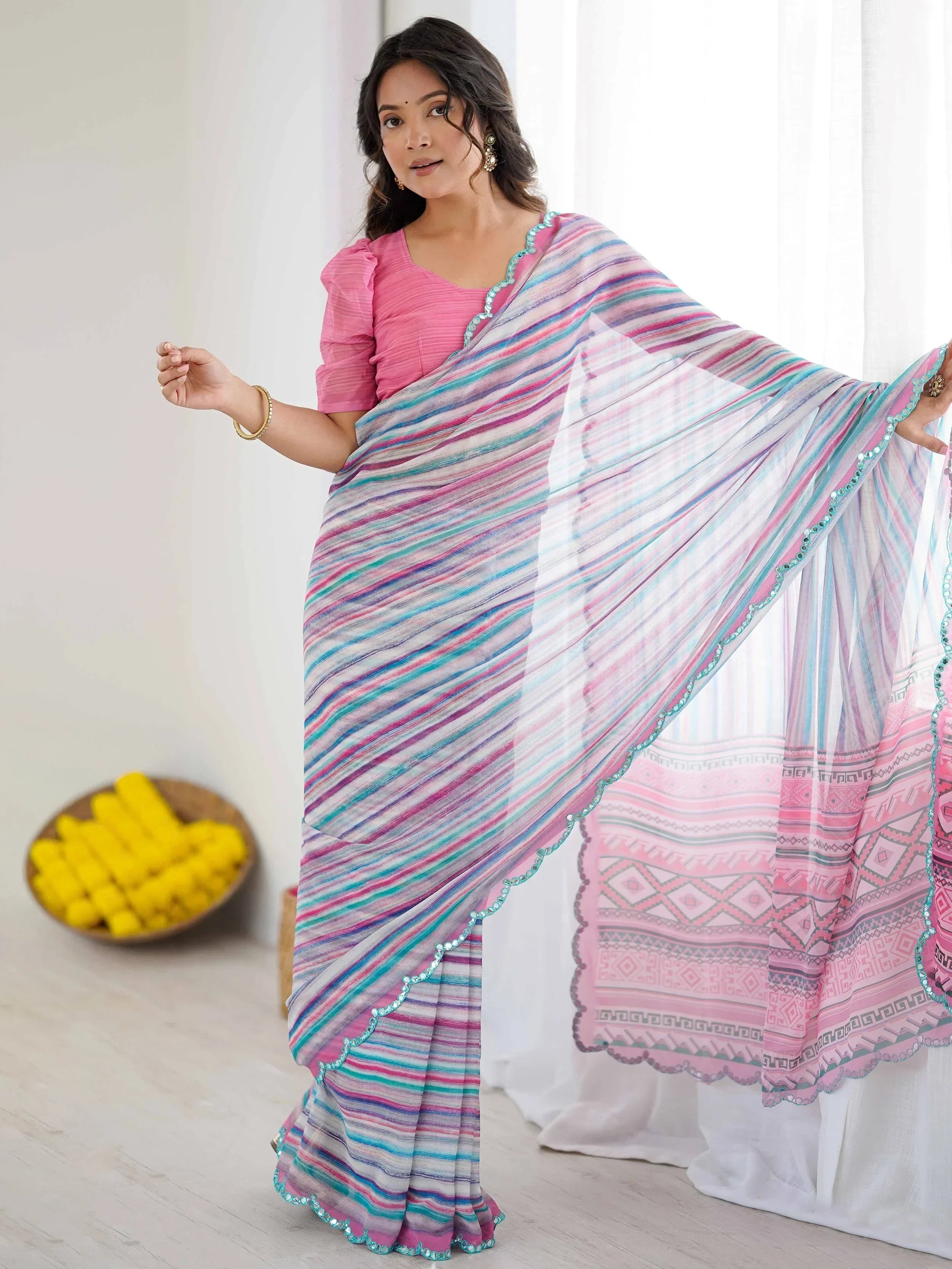 Graceful Gorgeous Digital Printed Georgette Party Wear Saree With Blouse